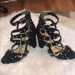 Sam Edelman black suede buckled sandals sz 7